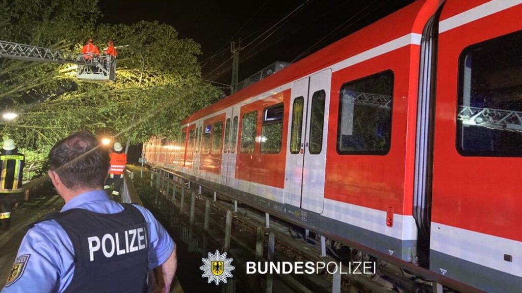 Bundespolizei im Unwettereinsatz: Mehrere Bäume und eine Fahrradschutzhütte beeinträchtigten Bahnverkehr